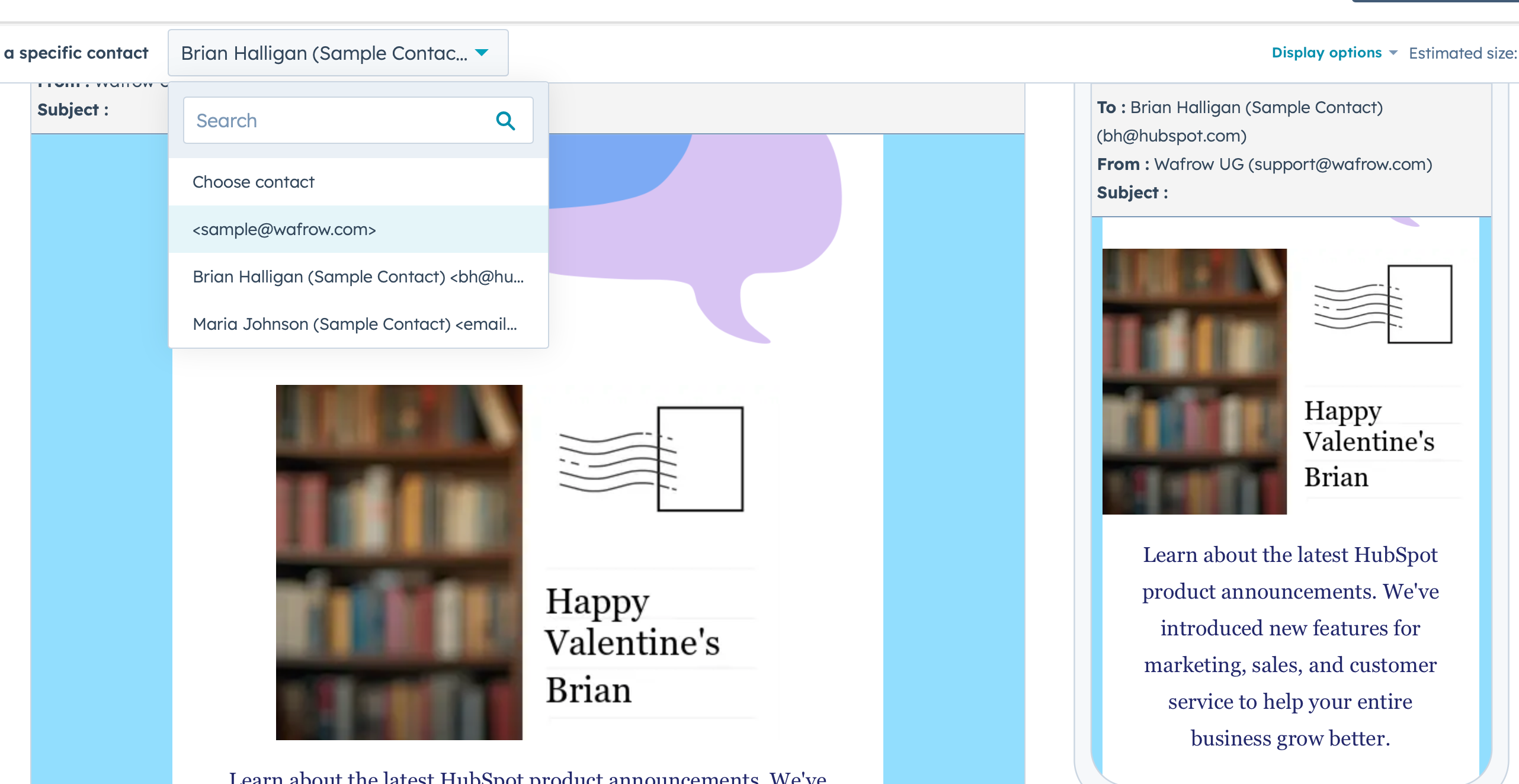 Automated Wafrow banner in an email for a contact named Brian whose location is not known.